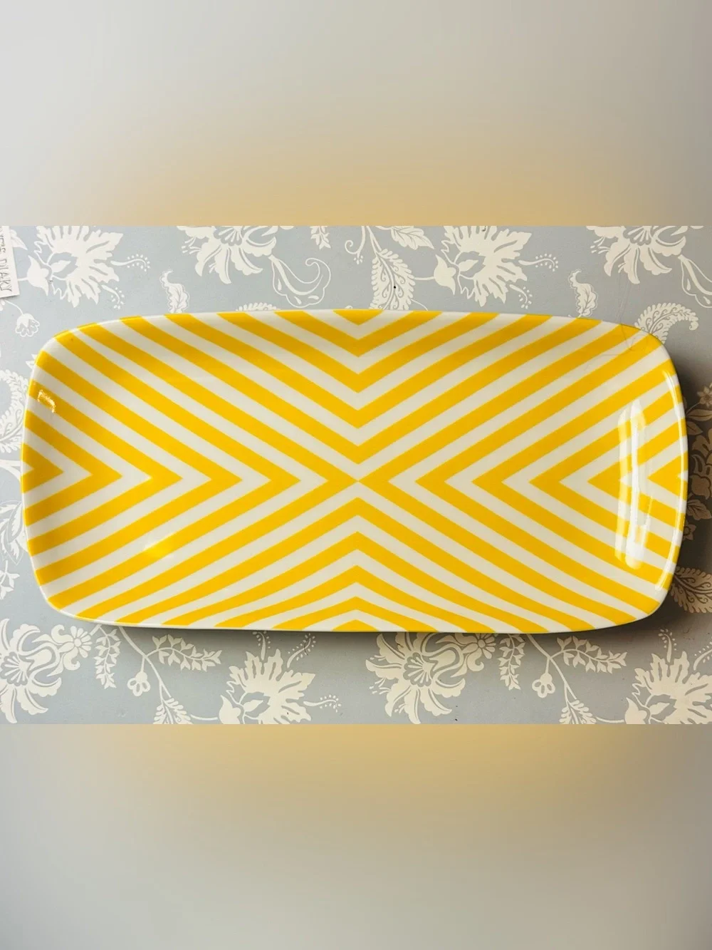 Jonathan Adler XL foot long trinket tray dish MCM stripe chevron